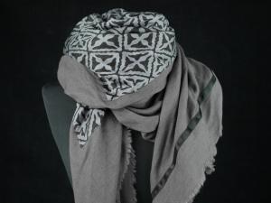 AHMADDY Schal Wolle Seide grau schwarz